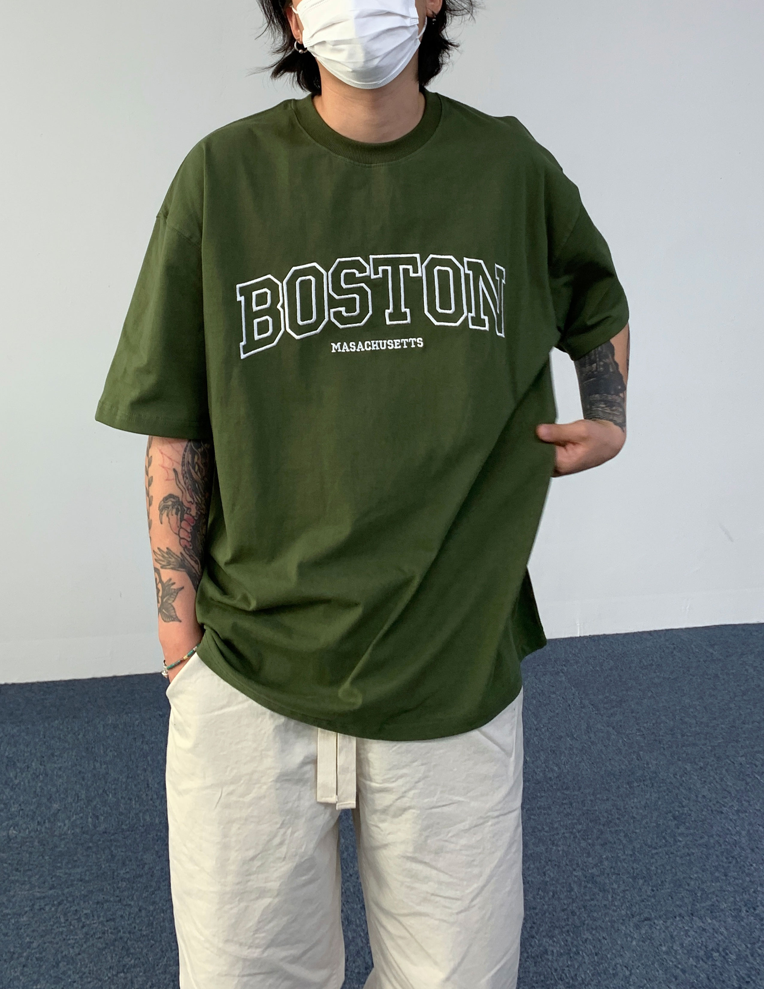 보스턴 오버 헤비 티셔츠 4 color